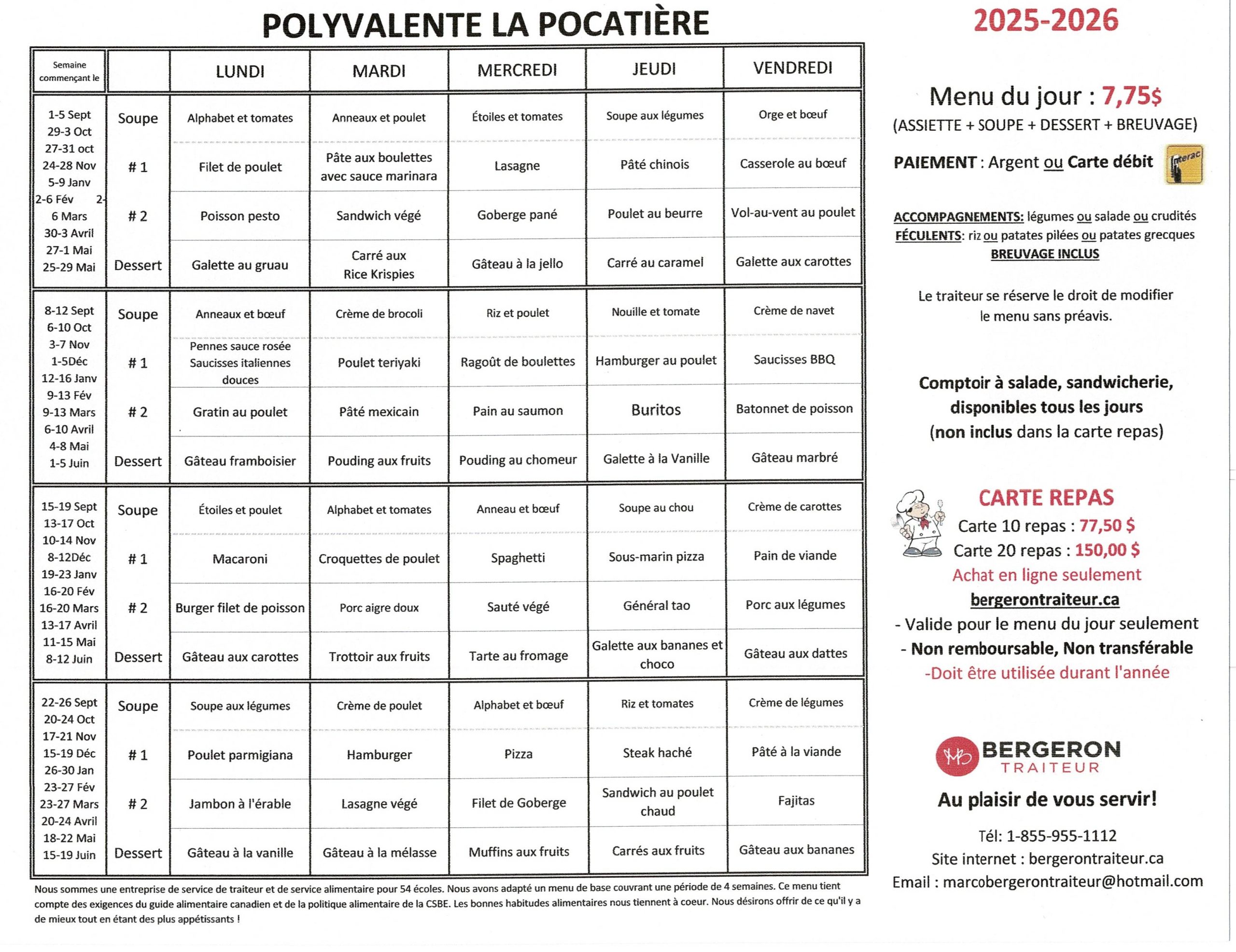 menu client La Pocatière 2025-2026 menu client La Pocatière 2025-2026
